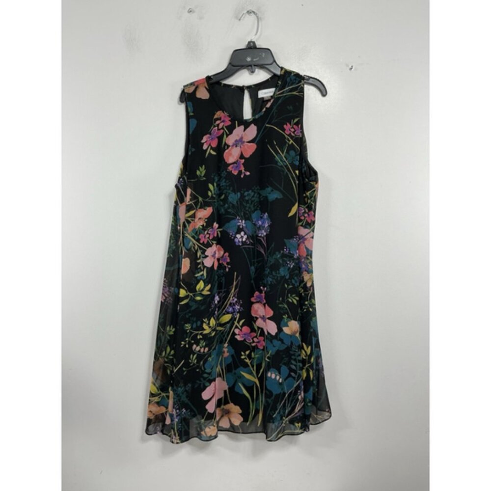 Womans Excellent Calvin Klein Sleevless Pullover Shift Dress Medium Multicolor